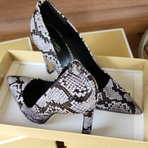 Michael Kors Black and Gray Snake Print Heels